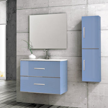 Eviva Daytona 32″ Blue Wallmount Bathroom Vanity with Integrated Porcelain Sink Vanity Eviva